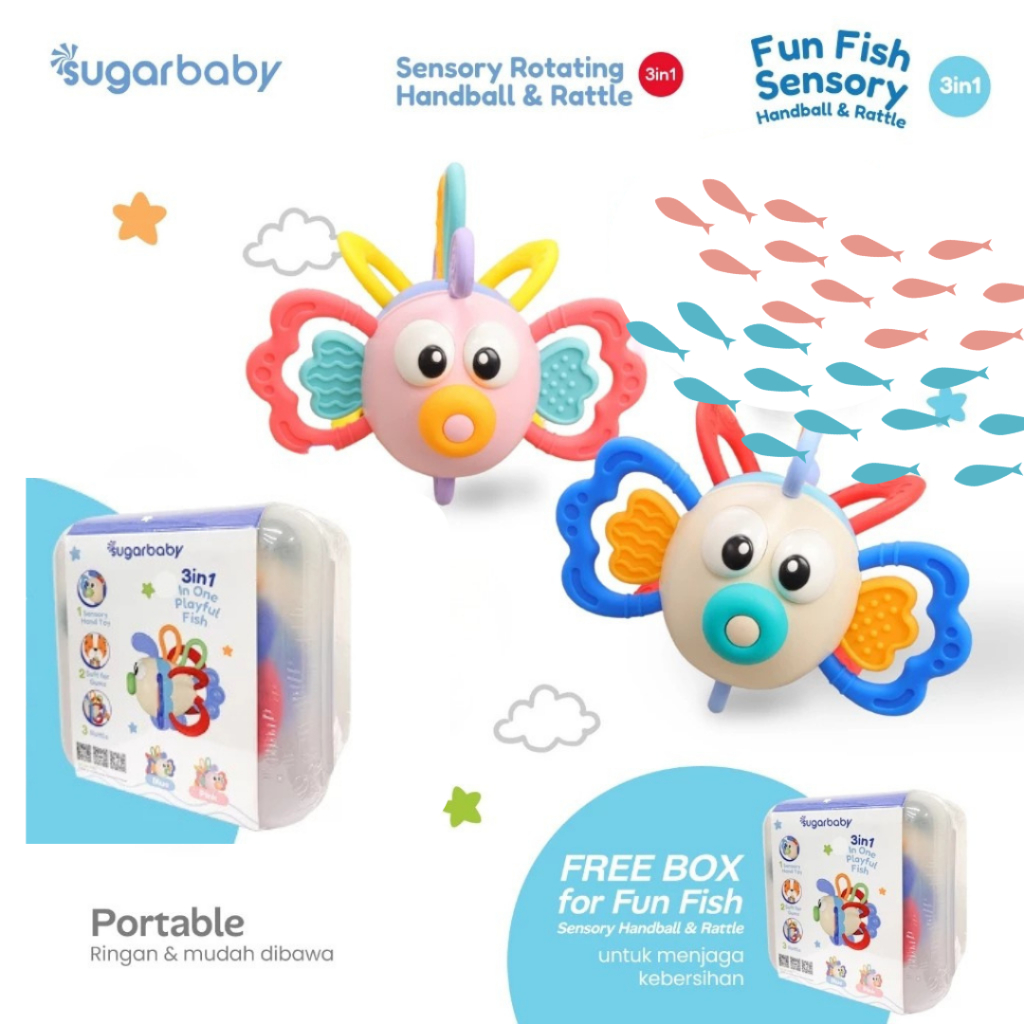 Jual Sugar Baby Toys Fun Fish Sensory Handball & Rattle 3in1 | Shopee ...