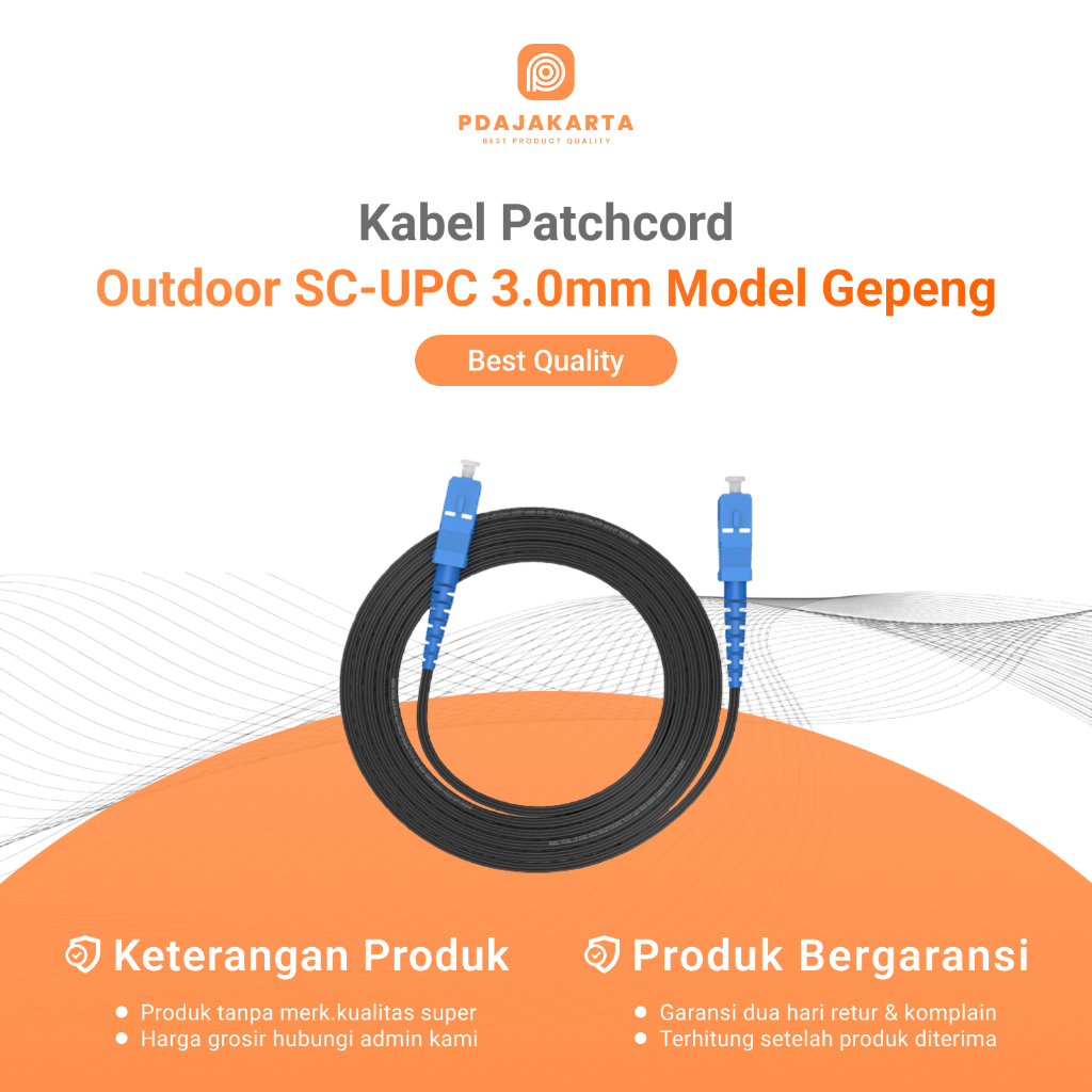 Kabel Patchcord Outdoor Fiber Optic SC-UPC 3.0mm Hitam Gepeng Kualitas Super