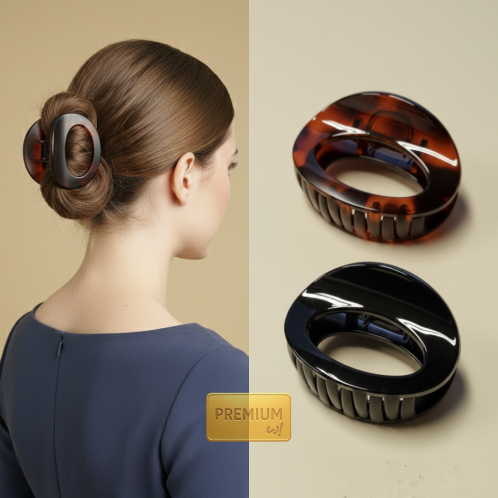 Jual W! Accessories Jepit Rambut Premium Hitam Coklat Oval Sedang ...