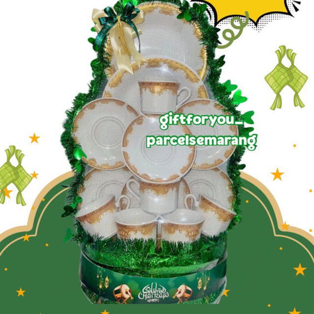 Ready instan piring cangkir keramik parcel lebaran parsel idul fitri tinggi hampers
