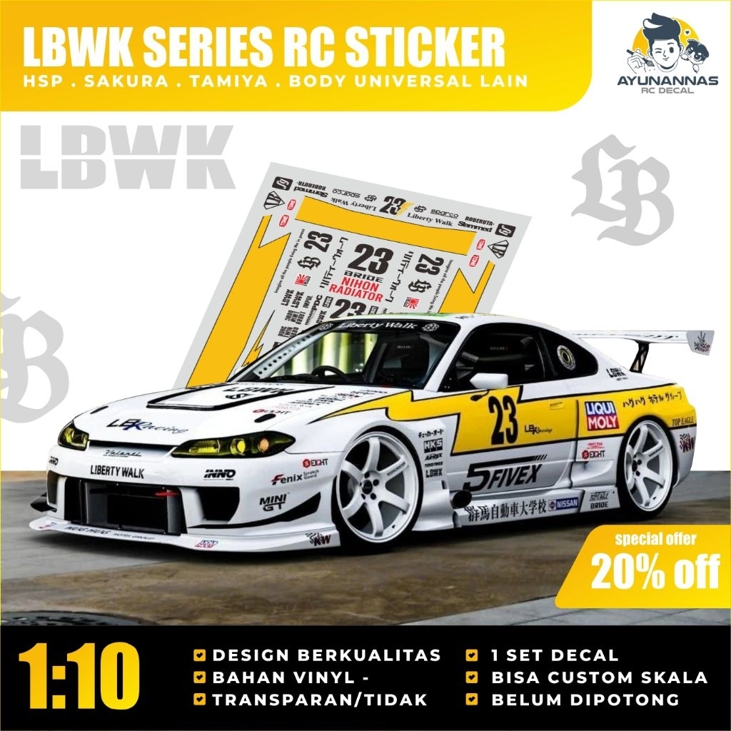 Jual Liberty Walk Decal Stiker Vinyl LBWK Custom RC 1:10 | Shopee Indonesia