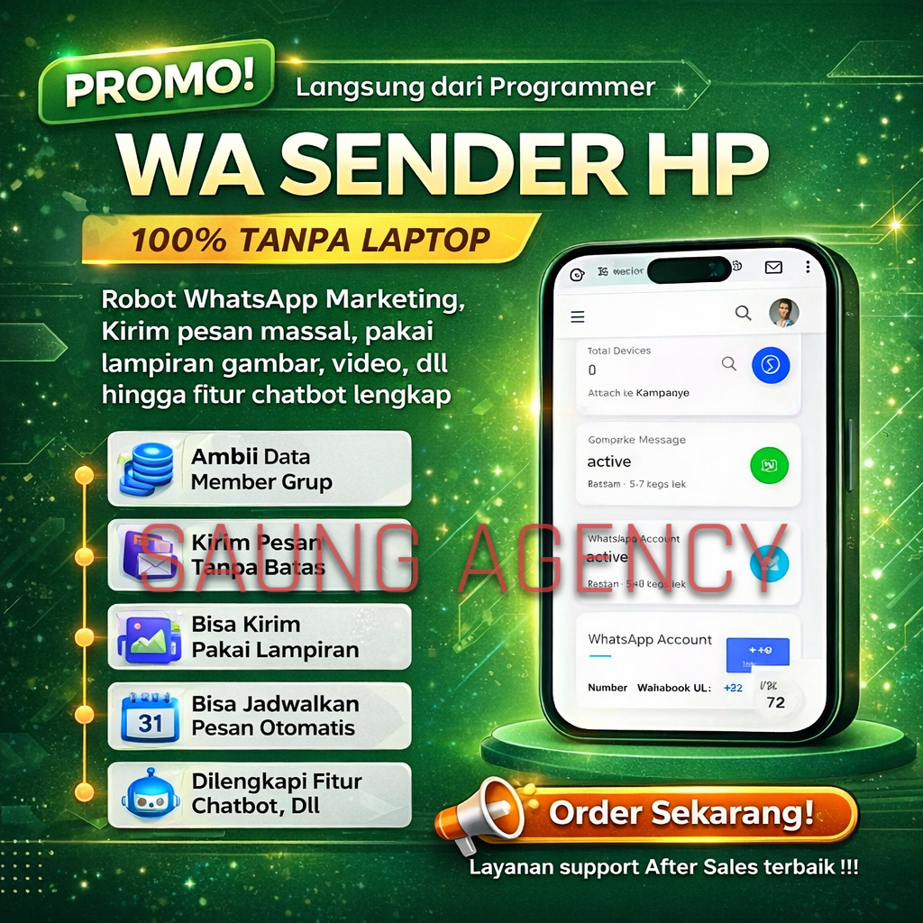Jual WA Sender Blast 100% Via Hp,wasender ,botmaster,wa adroid,wasender ...