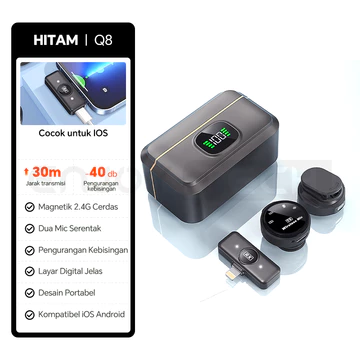 Mic Wireless Clip On Dual Microphone Hp Lavalier Plug Play Lapel Mic Dan Charging Case