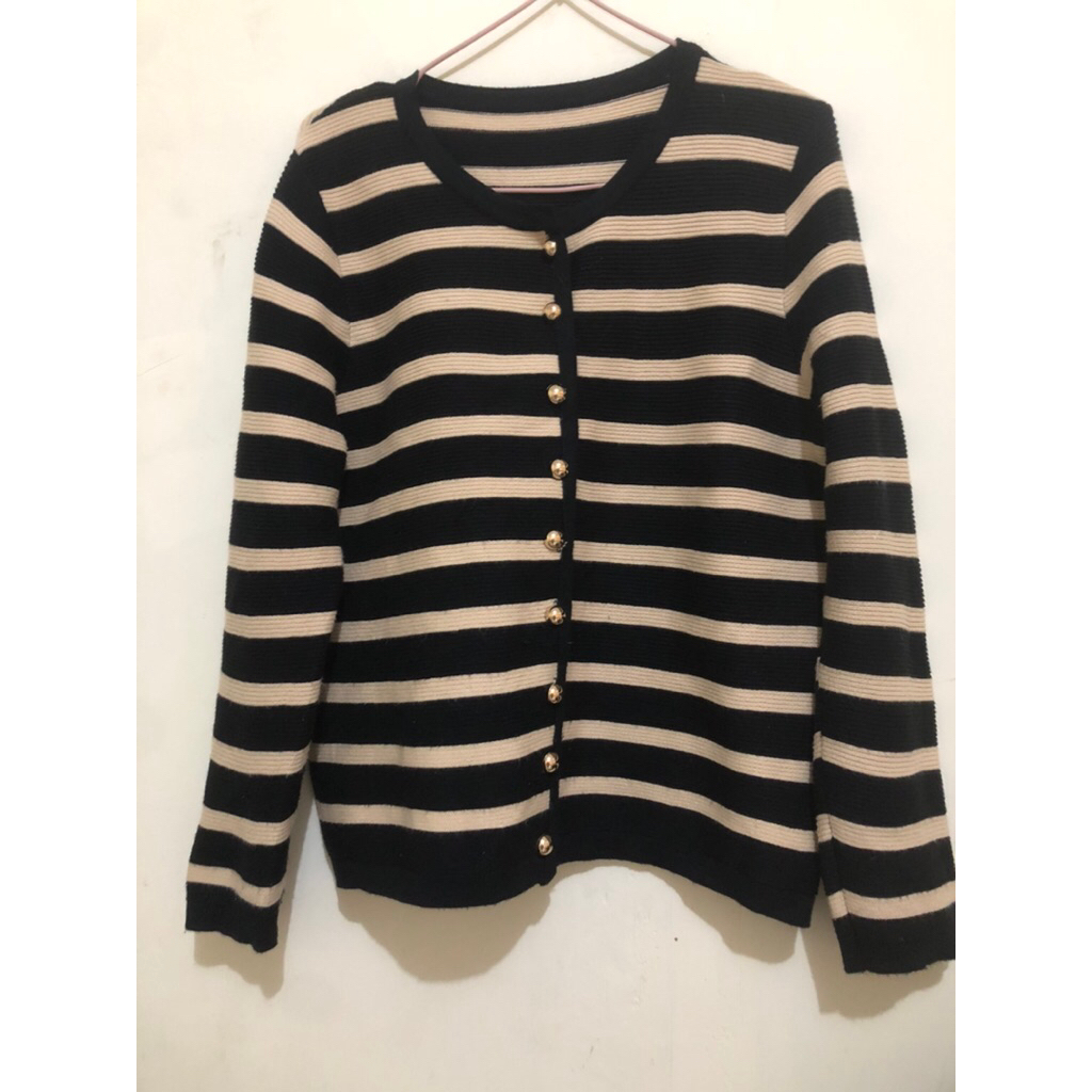 Jual CARDIGAN RAJUT WANITA STRIPE KNITWEAR PRELOVED | Shopee Indonesia