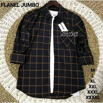 Kemeja Flanel 57 Abu M L XL XXL XXXL XXXXL Oversize Lengan Panjang