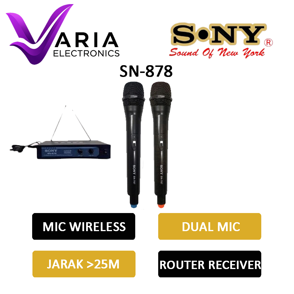 Jual MIC SONY SN-878 MIC WIRELESS ROUTER RECEIVER DUAL MICROPHONE ...