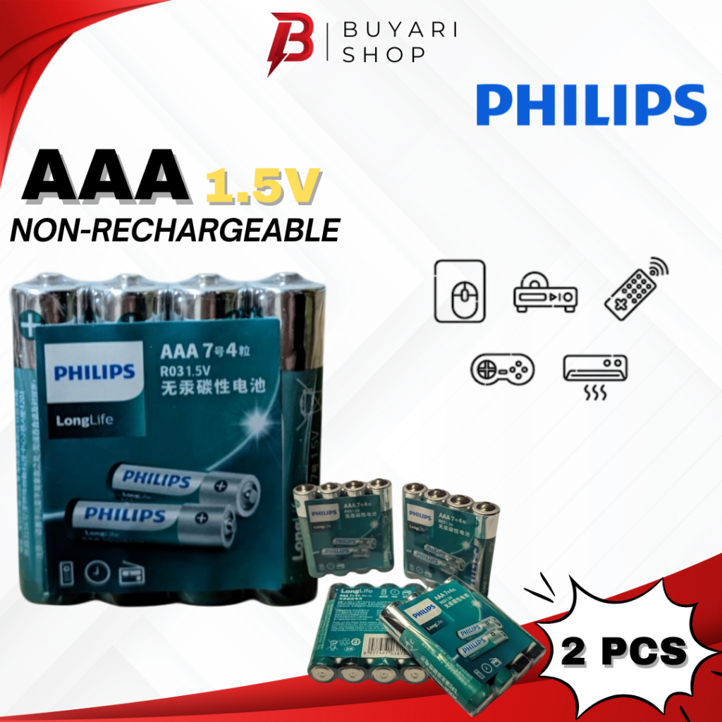 Jual AAA Philips LongLife Original R6 1.5V Batre Non Cas Batre Remot TV ...