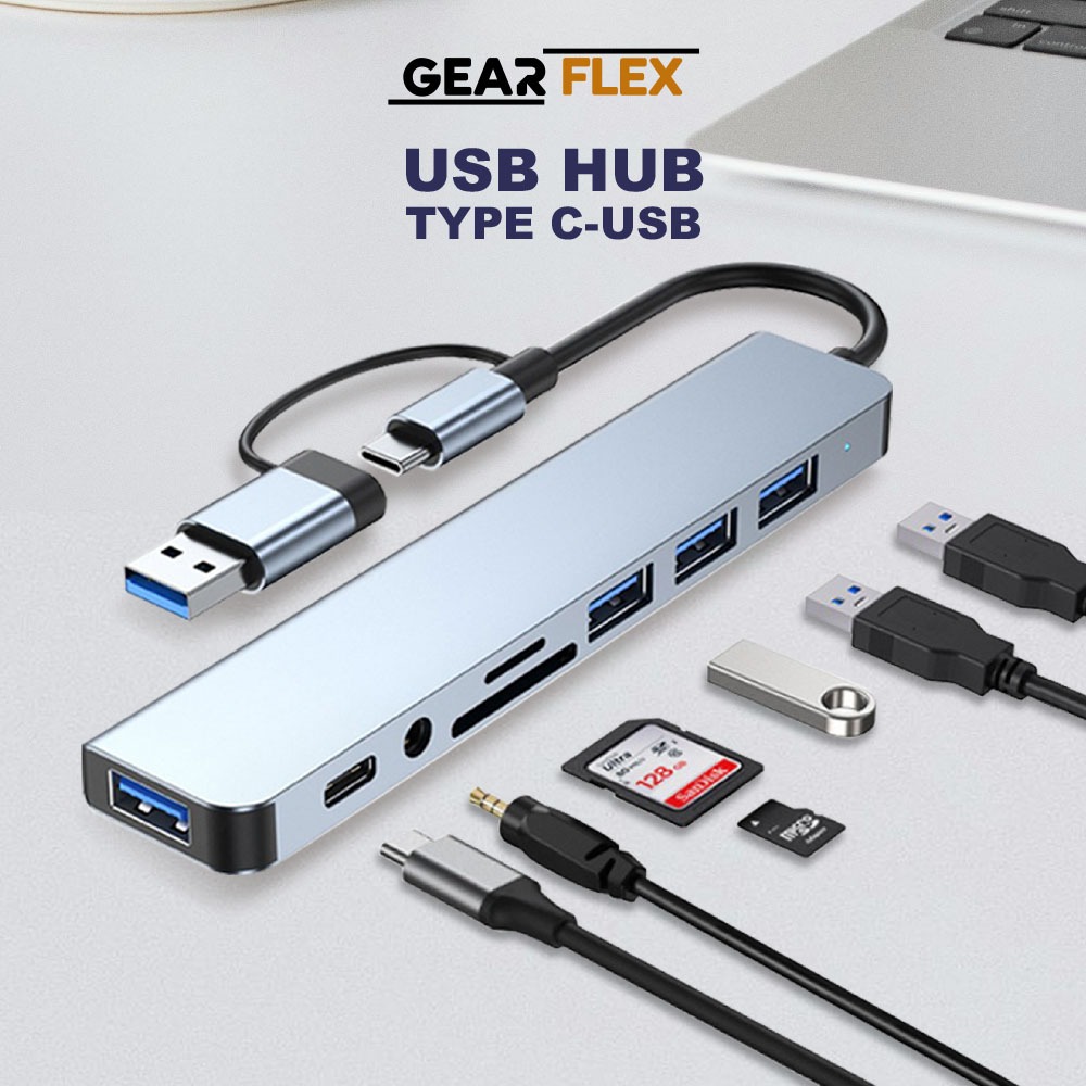Jual GEARFLEX - USB Hub 8-in-2 Dual plug docking station/USB 8 In 2 ...