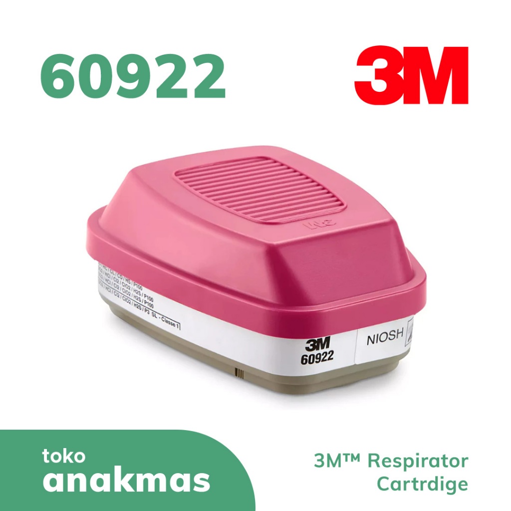Jual 3M 60922 P100 Acid Gas Filter Vapor Cartridge NIOSH Approved ...