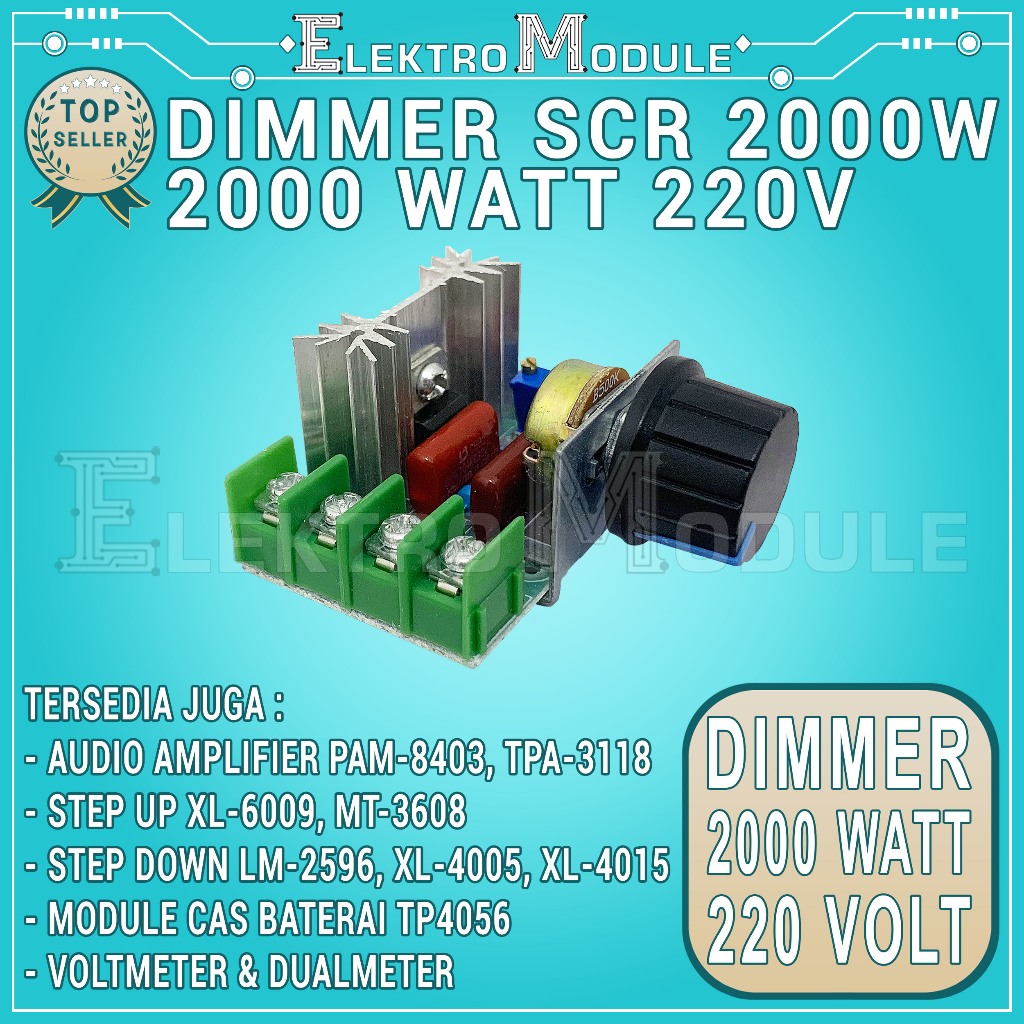 Jual Dimmer SCR 2000W Regulator Voltage 220V AC Motor Gurinda Bor Motor ...