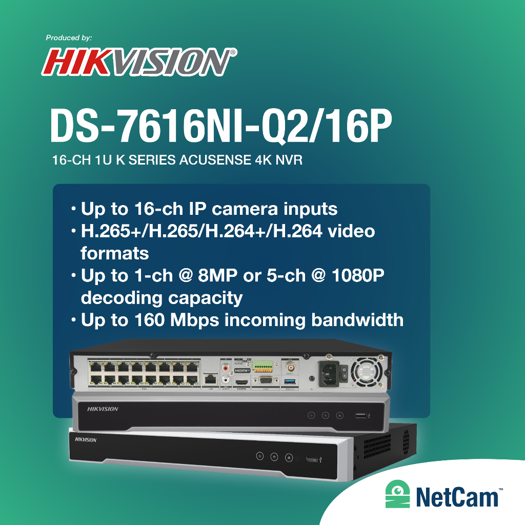 Jual HIKVISION NVR DS-7616NI-Q2/16P 16 CHANNEL UP TO 4K/8MP POE ...