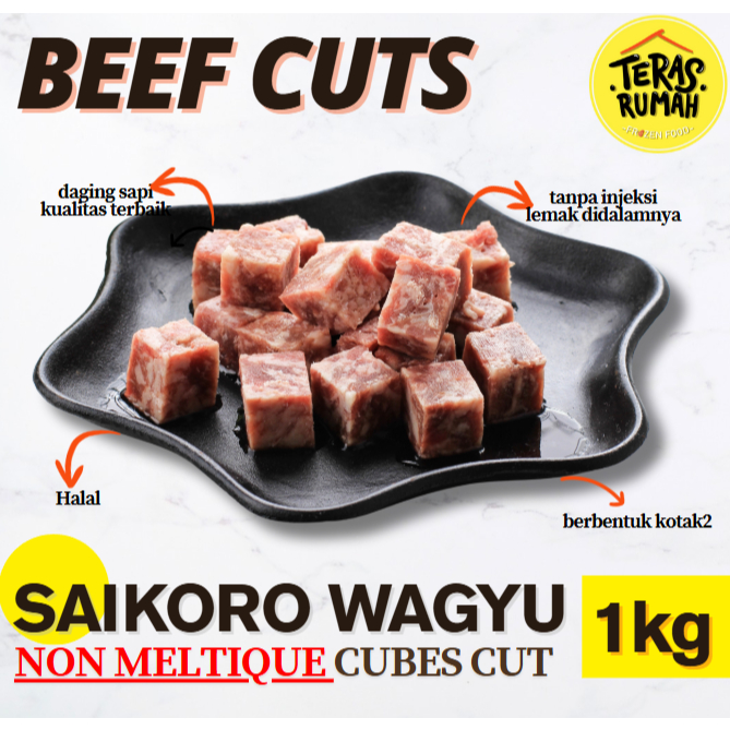Jual BEEF SAIKORO WAGYU CUBES CUTS 1KG NON MELTIQUE - TANPA INJEKSI ...