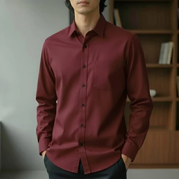 Kemeja Kerja Pria Lengan Panjang Formal Hitam Hem Polos Katun