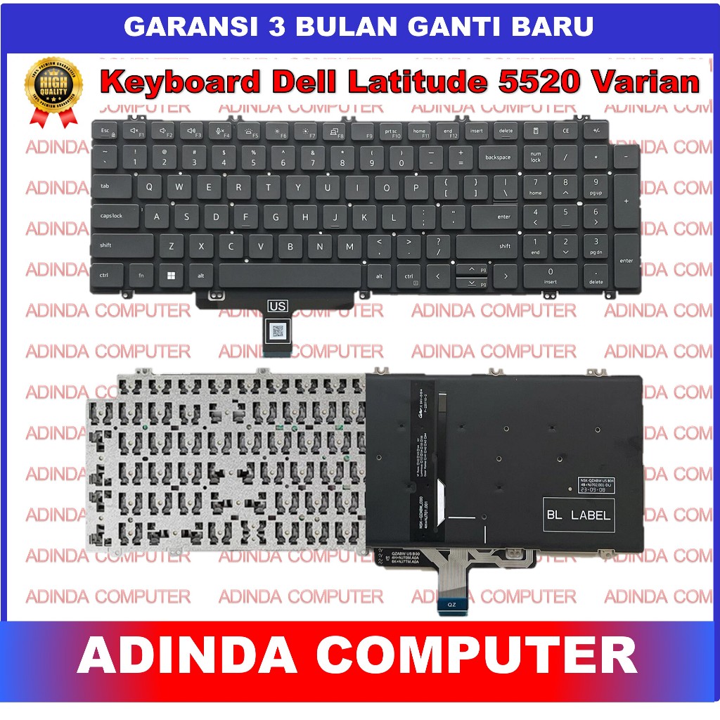 thumbnail image 2 of Backlit Keyboard For Dell Precision 3560 3561 Laptops – Black, QWERTY – Replaces N7N16 2 of 4
