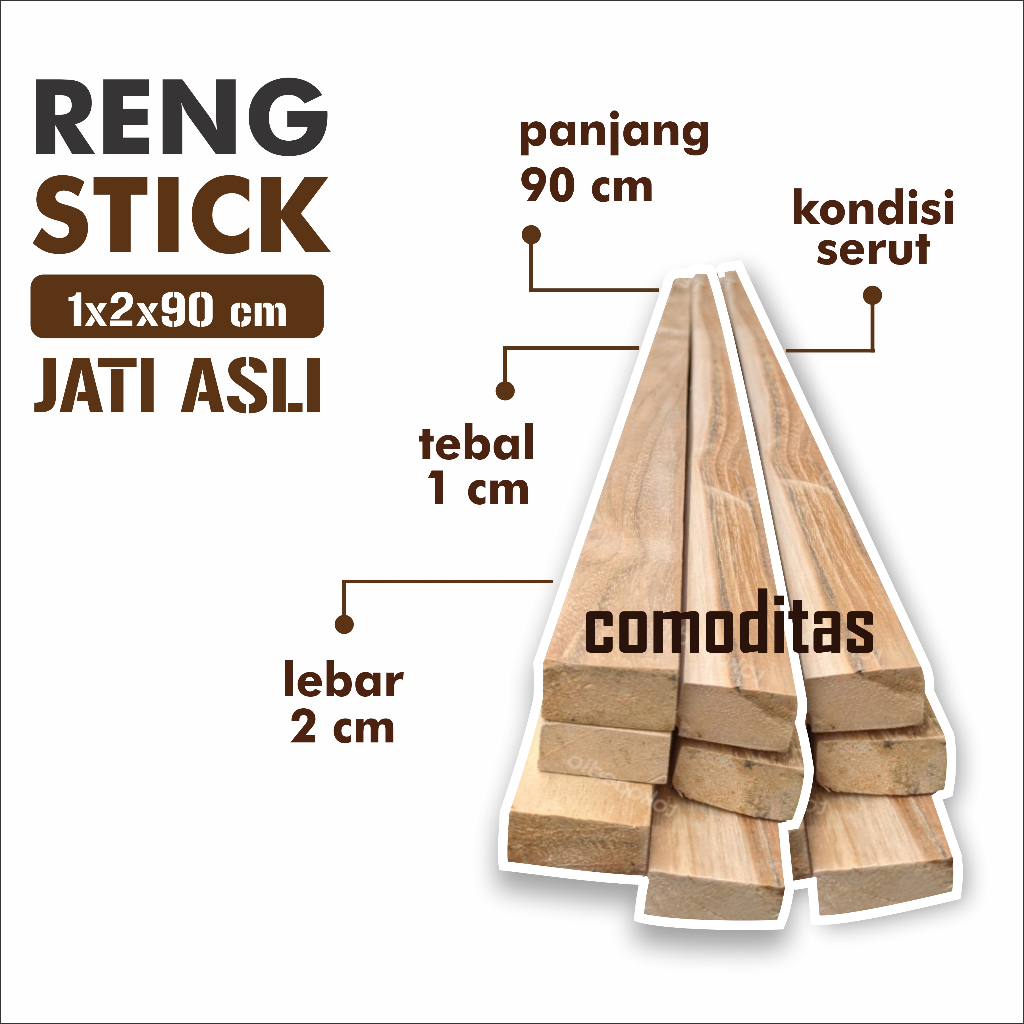 Jual Reng Kayu Jati Murah All Grade Asli 1x2x90 cm Tahan Lama Serut ...