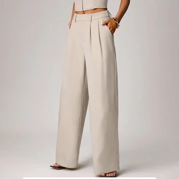TERITORY Straight Pants High Waisted Culotte Celana Panjang Kulot Wanita Casual Formal