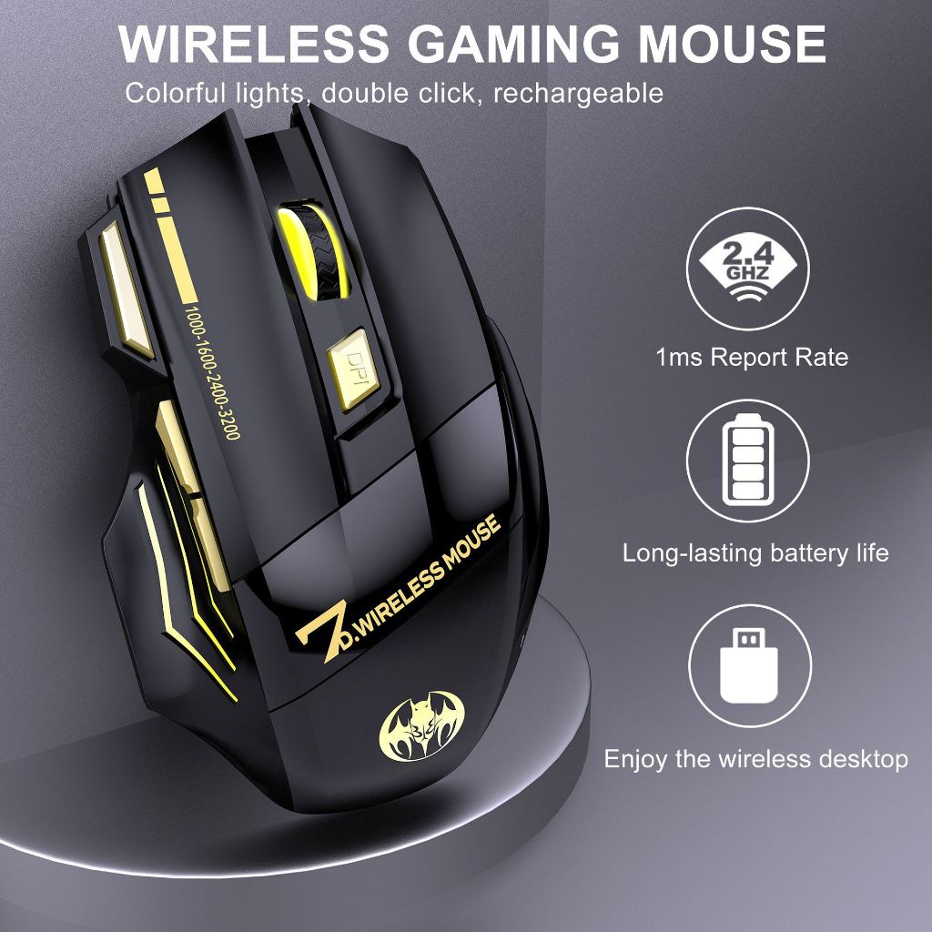Jual M02 Rechargeable Wireless Gaming Mouse, 2.4G RGB Optical Mouse ...