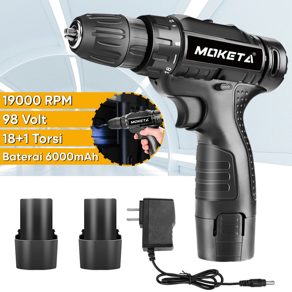 Jual MOKETA Bor Listrik Moketa 98V Mesin Bor Baterai Tangan Dengan 2 ...