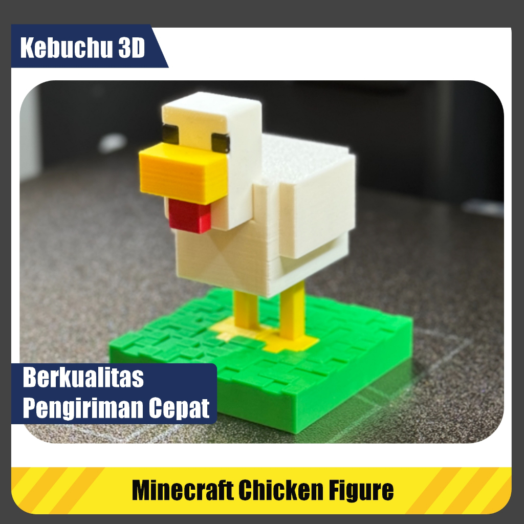Jual Chicken Minecraft Miniatur Figure 3D Print PETG Tinggi 8CM ...