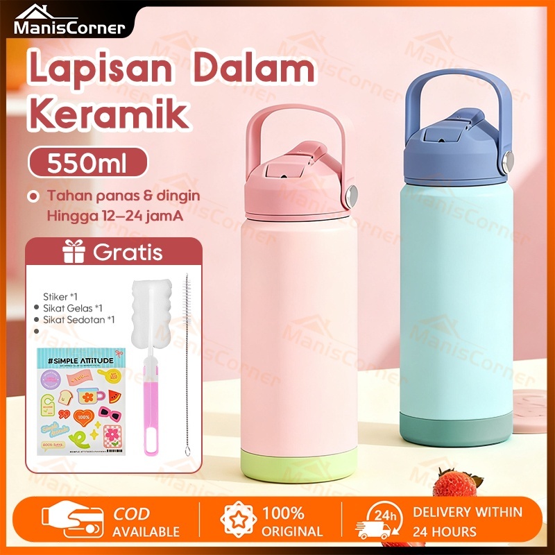 Jual Tumbler Lapisan Dalam Keramik Botol Air Minum 550ML Portable Botol ...