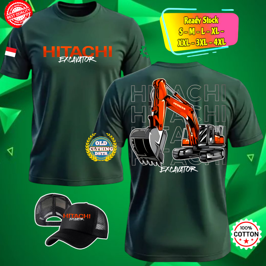Jual KAOS DISTRO DAN TOPI PROFESI ALAT BERAT HITACHI EXCAVATOR DESIGN ...