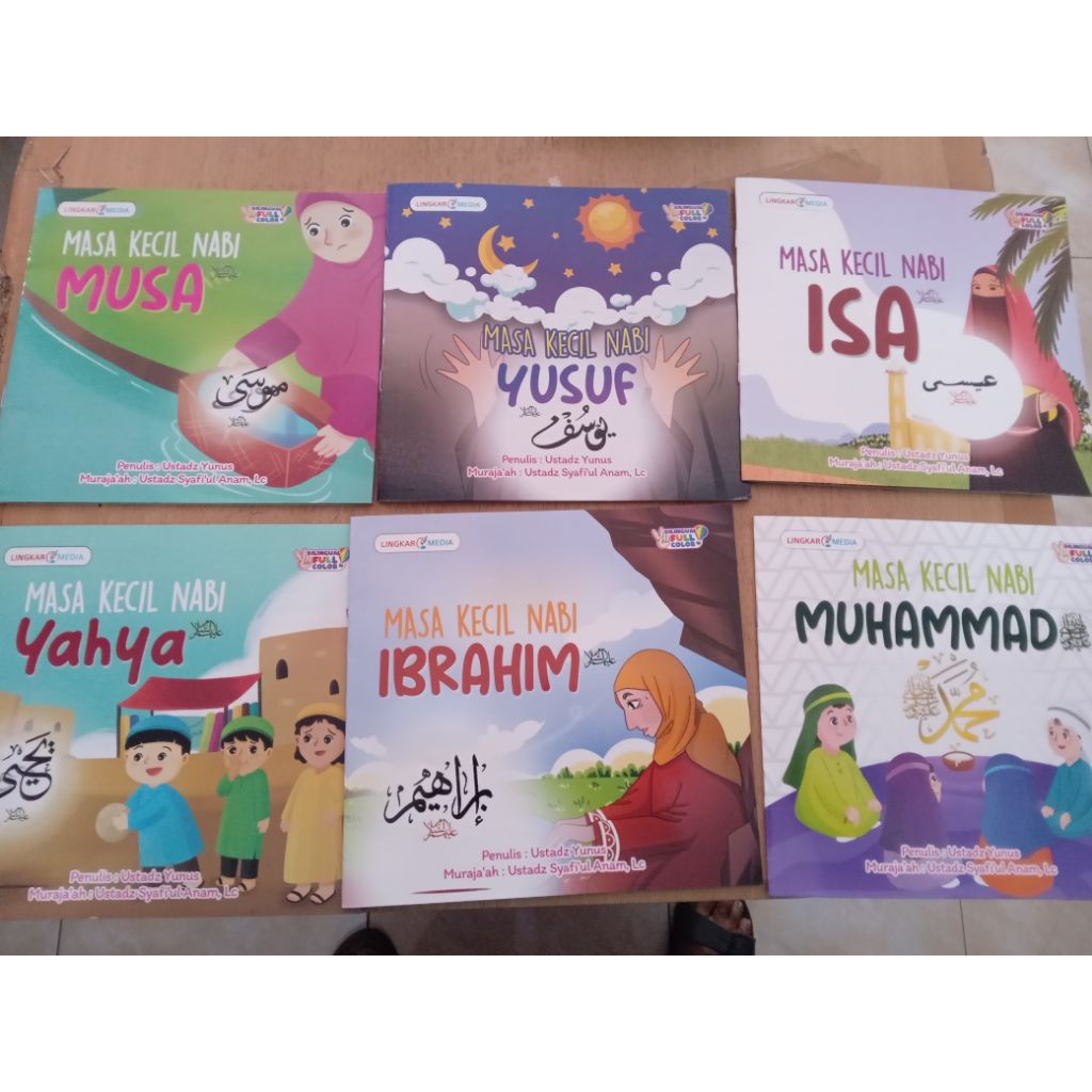 Jual paket cerita bergambar 6 buku kisah masa kecil nabi Isa Musa Yahya ...