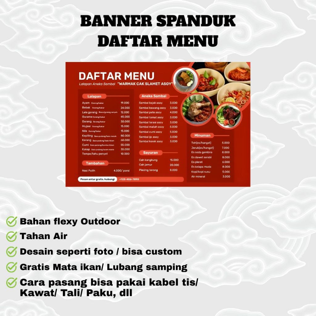 Jual Banner/spanduk mmt daftar menu flexy outdoor ecogreen | Shopee ...