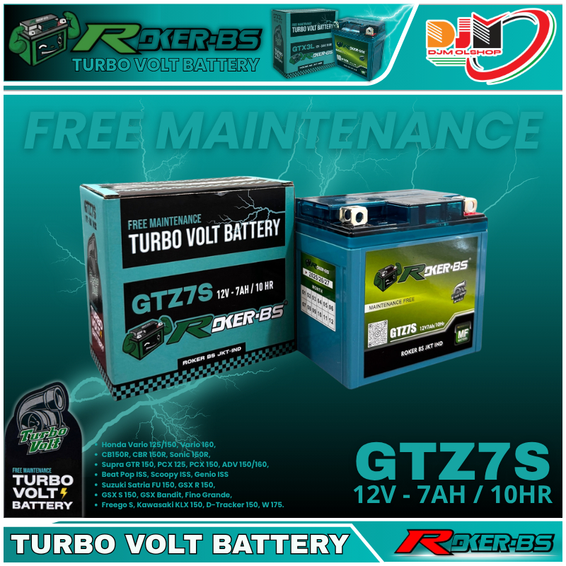 ROKER-BS GTZ7S 12V 7Ah Aki Kering Satria FU150 CBR 150 GSX PCX ADV