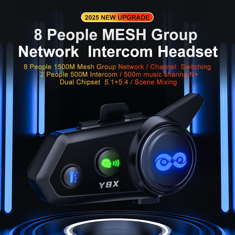 Jual Intercom Y8X 8 rider INTERCOM MESH GROUP IPX6 WATERPROOF ...