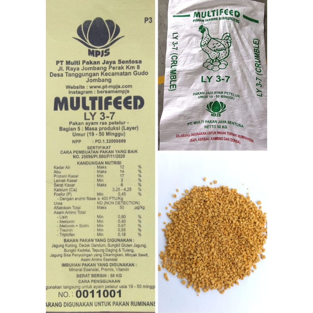 Jual LY 3-7 PAKAN AYAM PETELUR @1KG MASA PRODUKSI MULTIFEED | Shopee ...