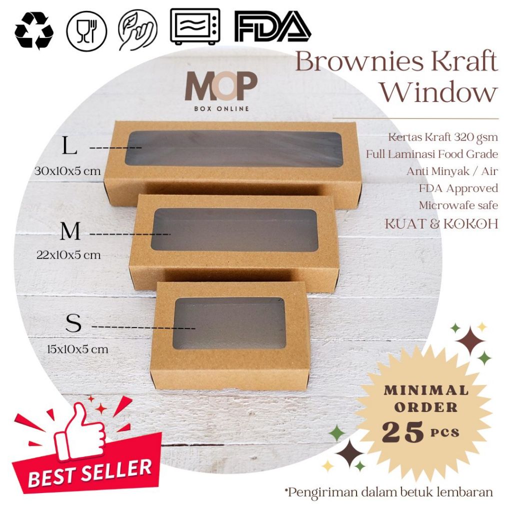 Jual Box Brownies KRAFT Window Lapisan Food Grade Kotak Donat Souvenir ...