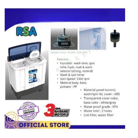 Jual RSA WM-TT70 Mesin cuci twin tube 2 tabung 7 kg garansi resmi - 7 ...