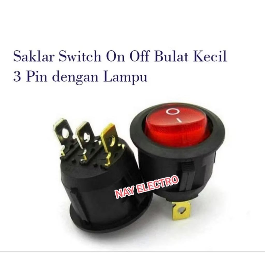 Jual SWITCH SAKLAR ON OFF BULAT 3 PIN +LAMPU | Shopee Indonesia