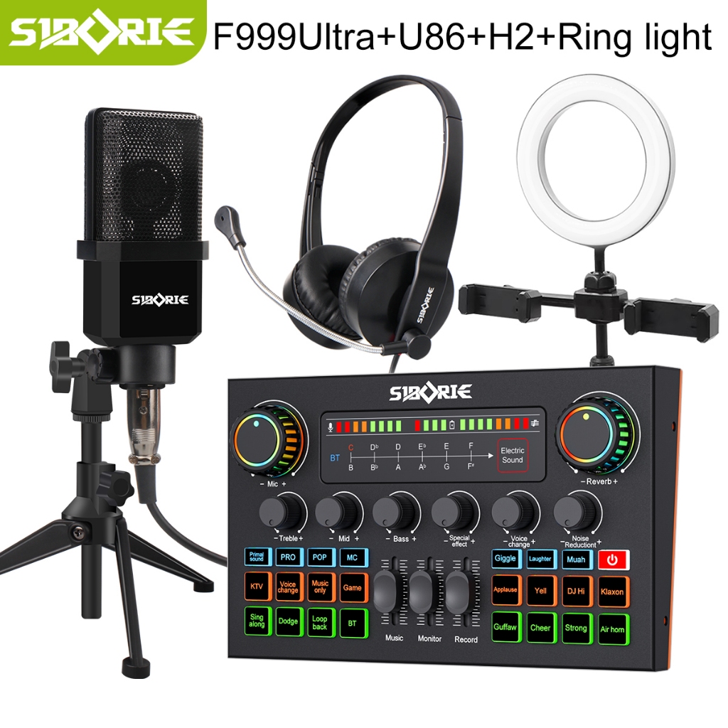 Jual Siborie F999ultra Soundcard+U86 Mic+H2 Headphone+Ring Light Paket ...