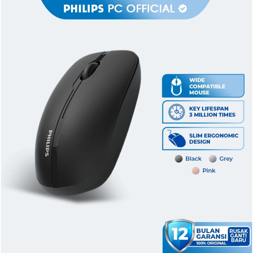 Jual Philips Mouse Dual Mode Wireless + Bluetooth Silent Clicks 1600 ...