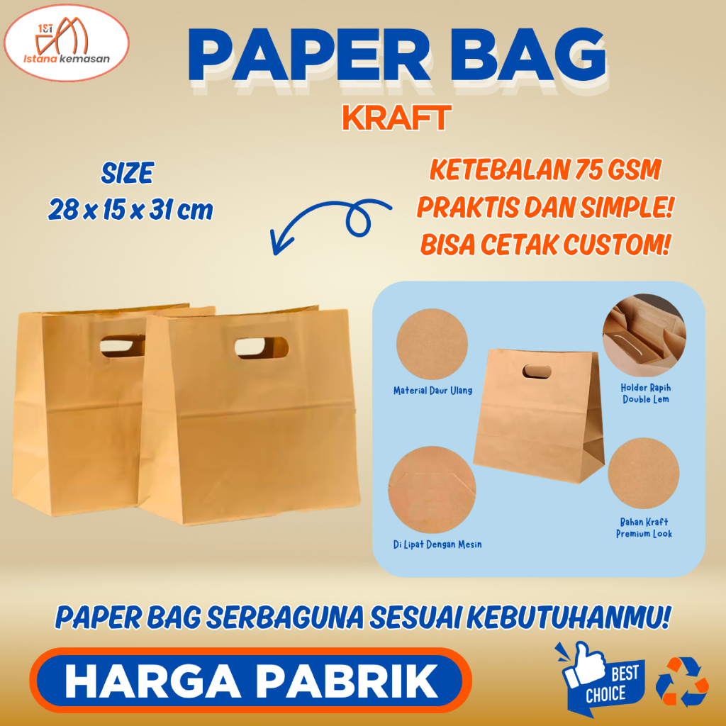 Jual PAPER BAG TAS BELANJA/ PAPER BAG KERTAS/ PAPER BAG COKLAT/ PAPER ...