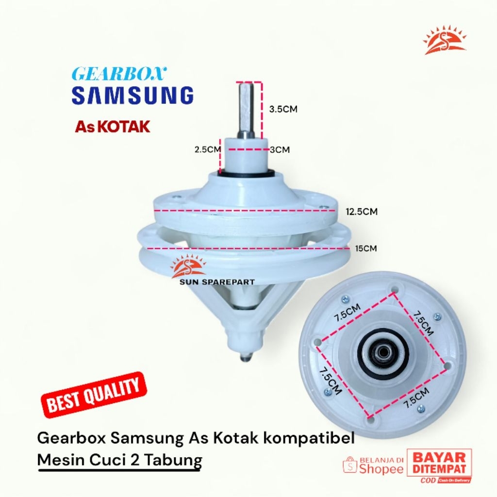 Jual Gearbox Samsung/Gerbox Samsung AS KOTAk Tinggi As 3.5cm Mesin cuci ...