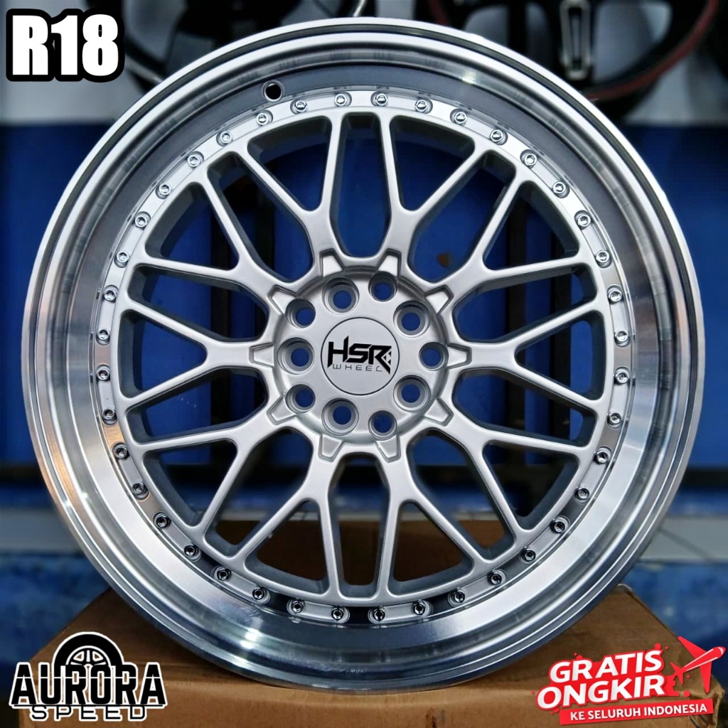 Jual Velg Racing HSR SIGI R18 lebar 8 baut 5 Silver pelek ring 18 mobil ...