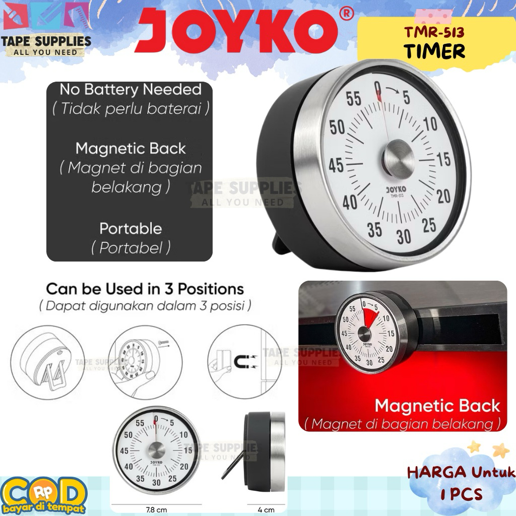 Jual Timer Dapur Magnetik Joyko TMR-513 | Mechanical Kitchen Timer ...