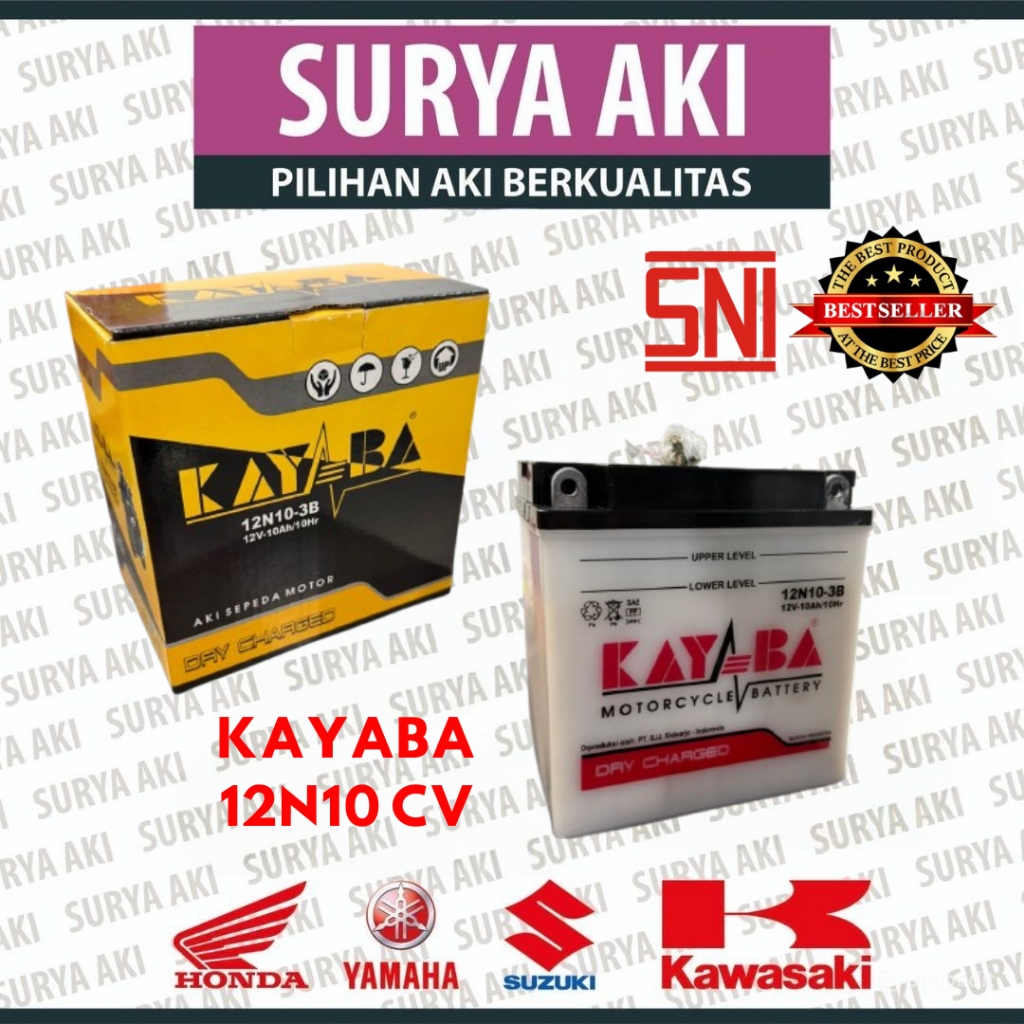 Jual ORIGINAL KAYABA 12N10-3B 12 VOLT 10 AMPER AKI PIAGGIO PX150-200 ...