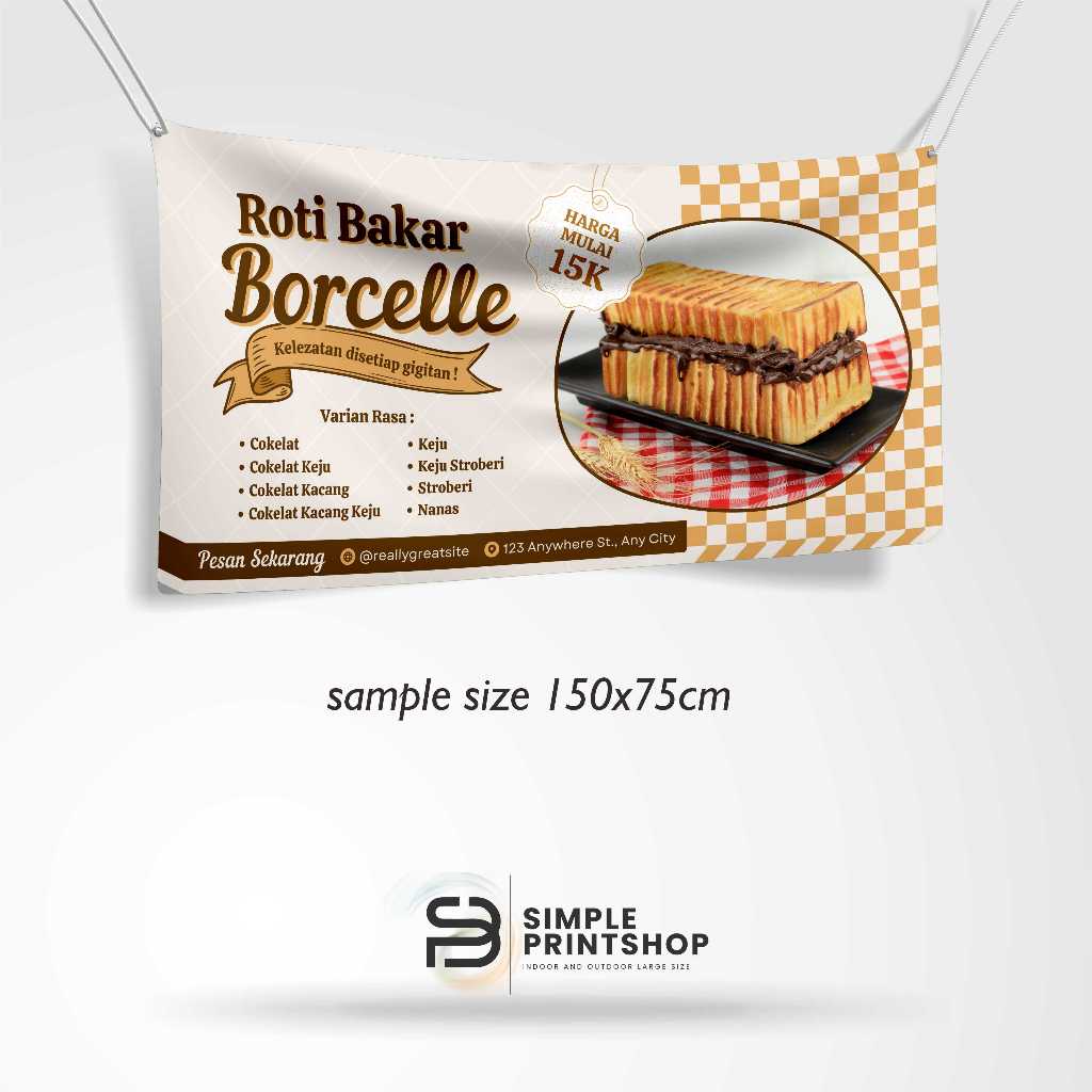 Jual print cetak spanduk 150x75 banner roti bakar model cream custom ...