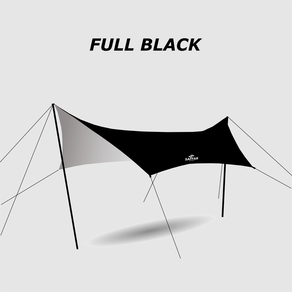 flysheet hexagon black kobra saffar outdoor 3x4 6x4.5 - flsheet hexagon 300x400cm black kobra - flysheet oktagon