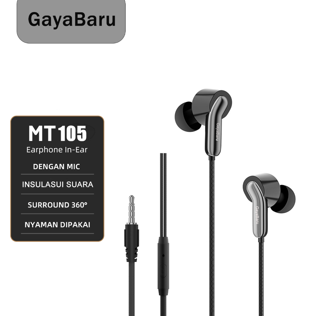 Jual GayaBaru MT105 Headset In-Ear 3.5mm Metalik Headset Permainan Bass ...