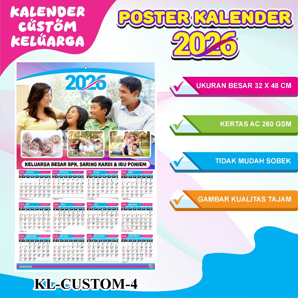 Jual Kalender Dinding Custom 2026 || Kalender Custom Foto 2026 | Shopee ...