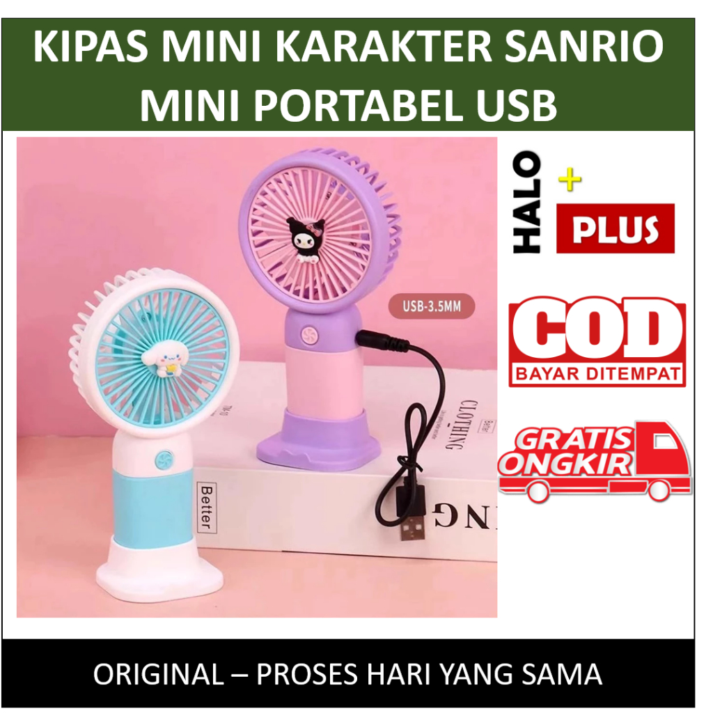 Kipas Angin Karakter Sanrio Mini Portabel USB