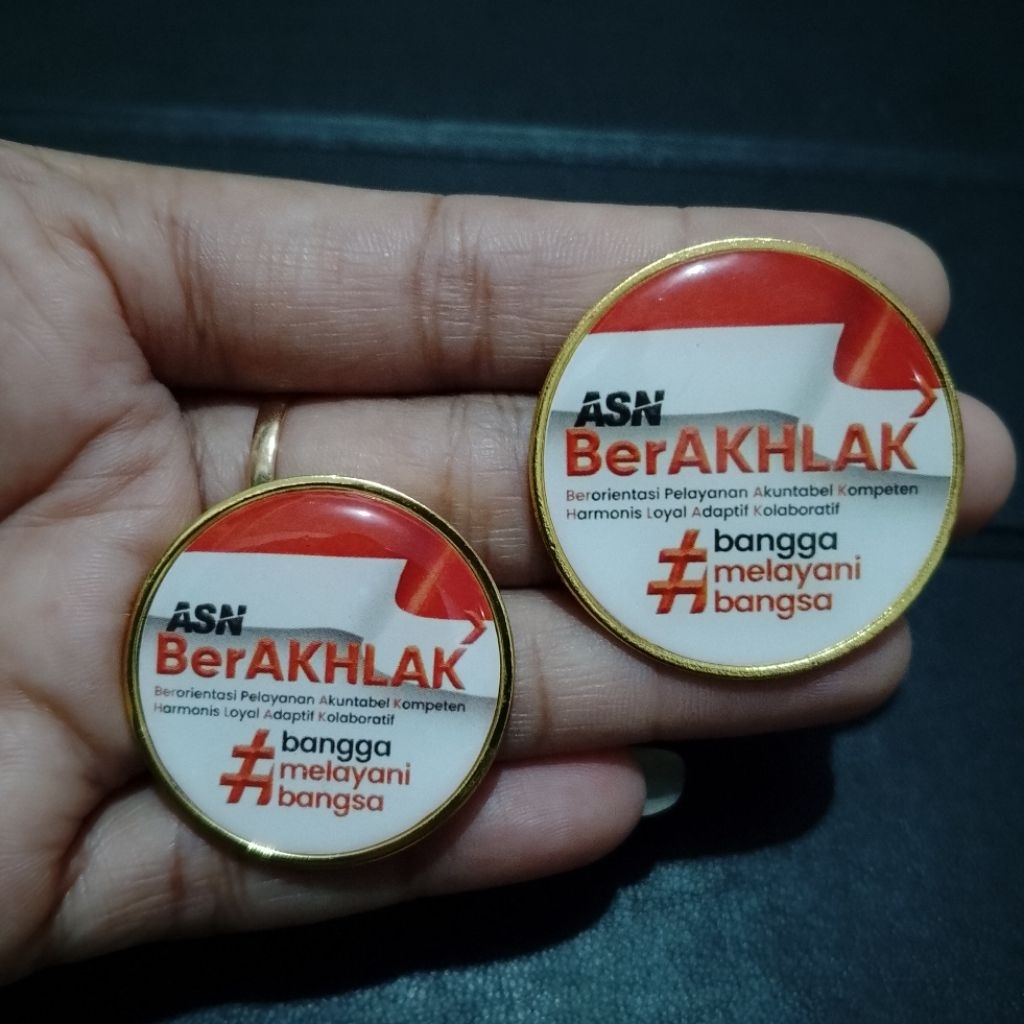 Jual Pin Bulat ASN berAKHLAK/Korpri Gold Tebal Premium | Shopee Indonesia