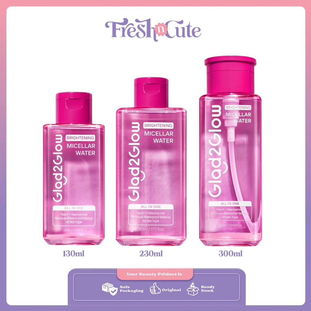 Jual GLAD2GLOW - G2G Micellar Water Brightening 130ml, 230ml dan 300ml ...