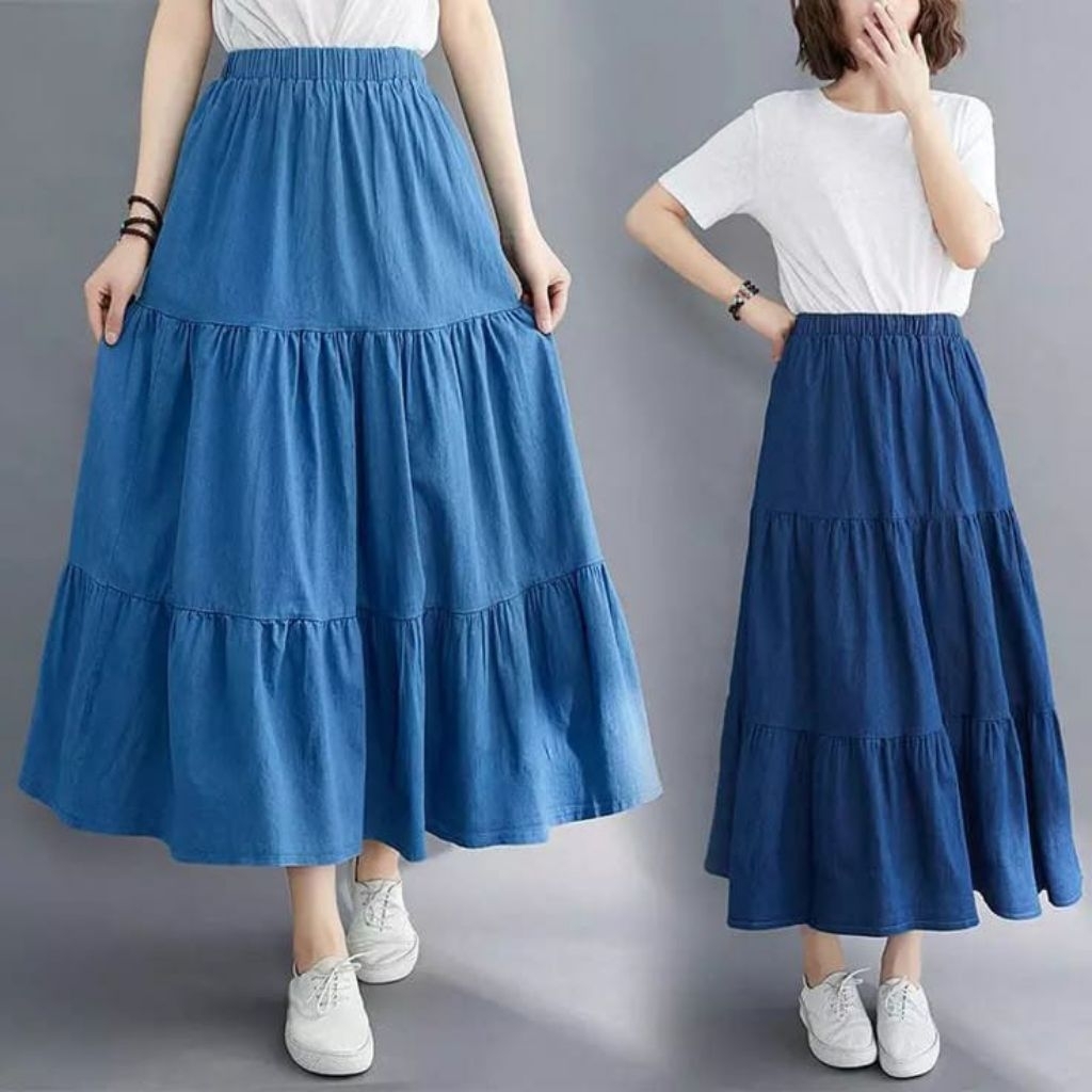 Jual Rok Skit Korean Style Bahan Rayon Twill Premium / Rok Susun 3 All ...