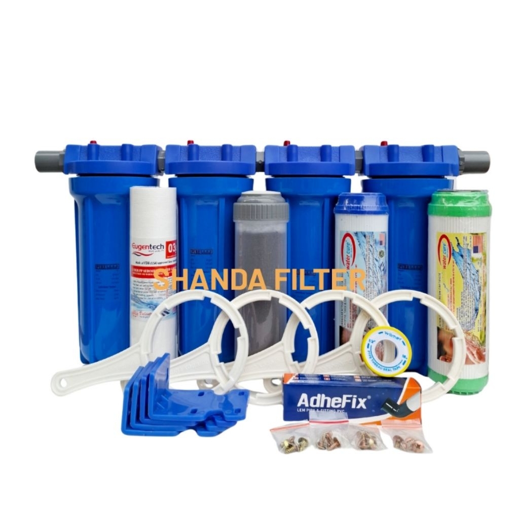 Jual Paket 4 Filter Air Zat Besi&Kapur Siap Pakai Blue 10
