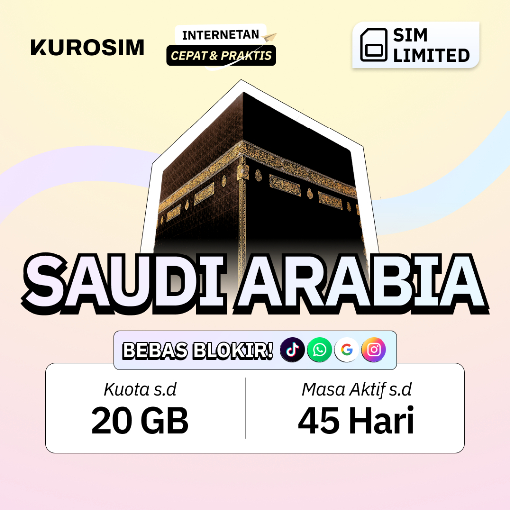 Jual Kartu SIM Arab Saudi Kurosim Support TIKTOK | SIM Card Travel ...